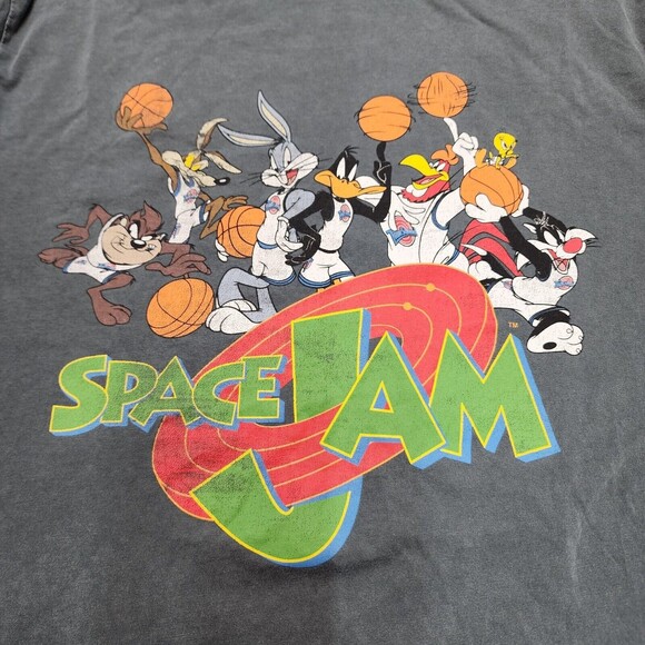 Looney Tunes T Shirt Men's Gray Graphic Tee Tune Squad Basketball Size L - Picture 2 of 10